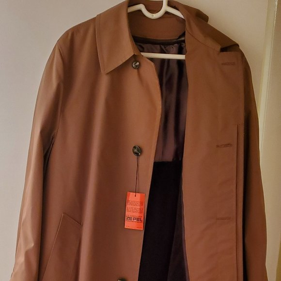 Dupont Zepel Rain/Stain Repeller tan/camel Men's Size 44L liner raincoat #8032 - Picture 5 of 10
